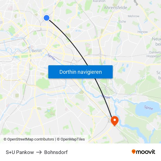 S+U Pankow to Bohnsdorf map