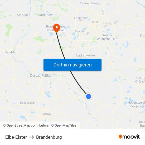 Elbe-Elster to Brandenburg map