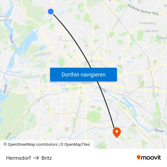 Hermsdorf to Britz map