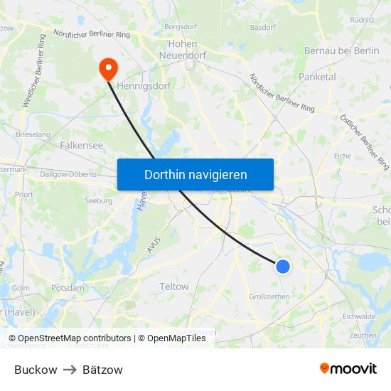 Buckow to Bätzow map
