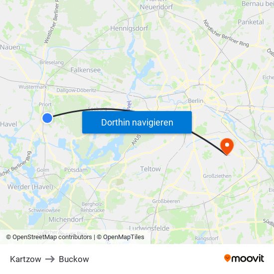 Kartzow to Buckow map