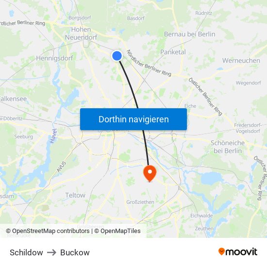 Schildow to Buckow map