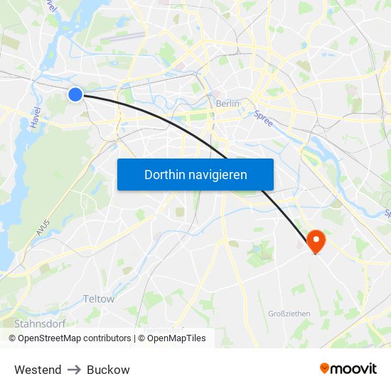 Westend to Buckow map