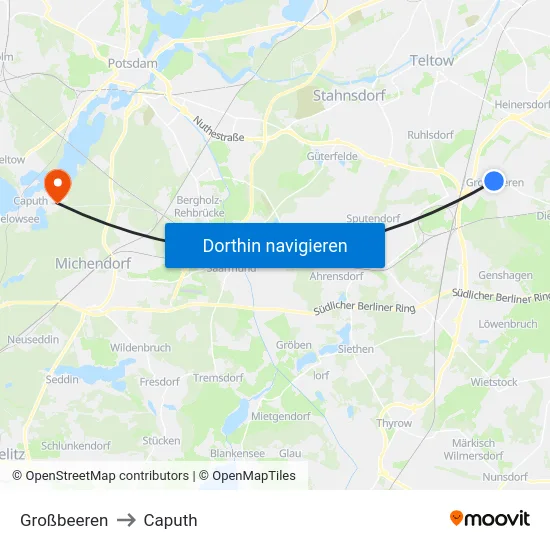 Großbeeren to Caputh map