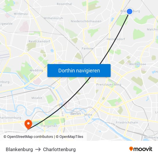 Blankenburg to Charlottenburg map