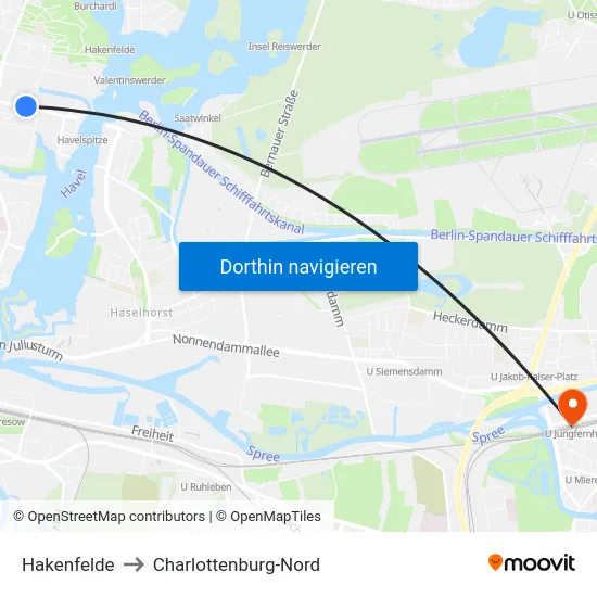 Hakenfelde to Charlottenburg-Nord map