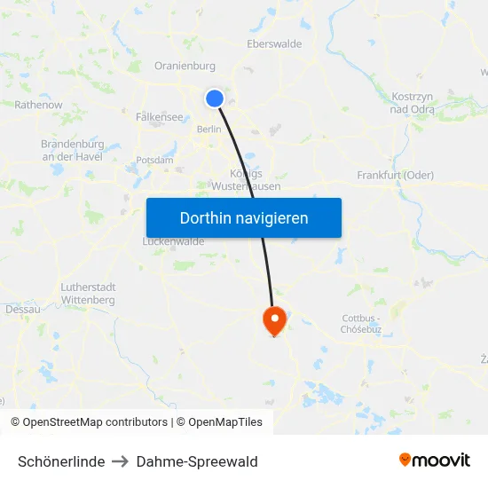 Schönerlinde to Dahme-Spreewald map