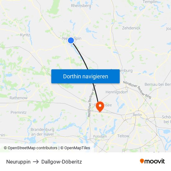 Neuruppin to Dallgow-Döberitz map