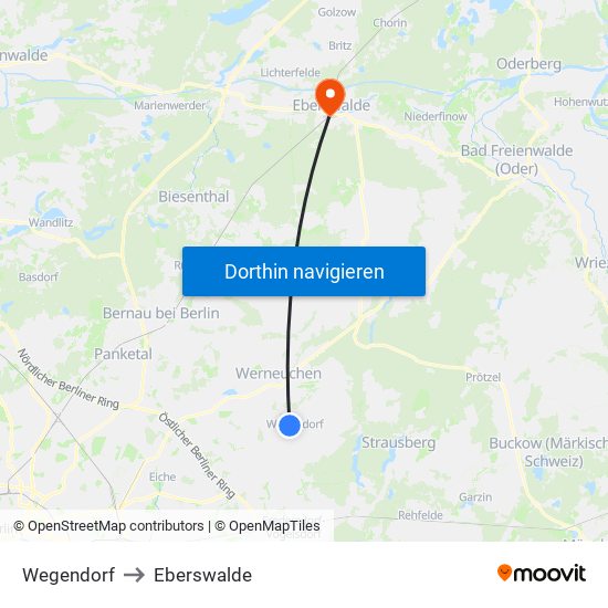 Wegendorf to Eberswalde map