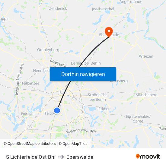 S Lichterfelde Ost Bhf to Eberswalde map