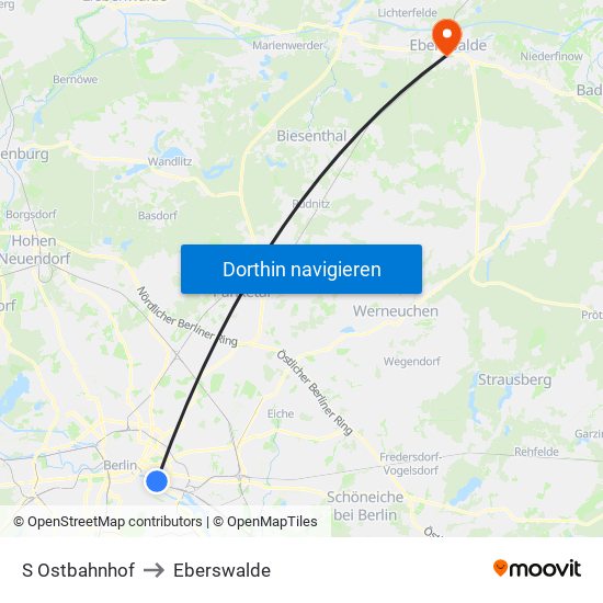 S Ostbahnhof to Eberswalde map