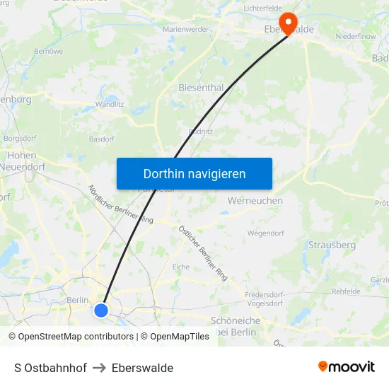 S Ostbahnhof to Eberswalde map