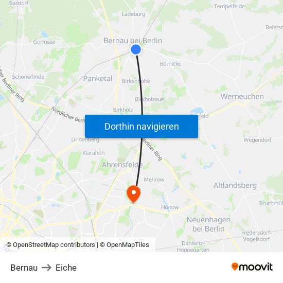 Bernau to Eiche map