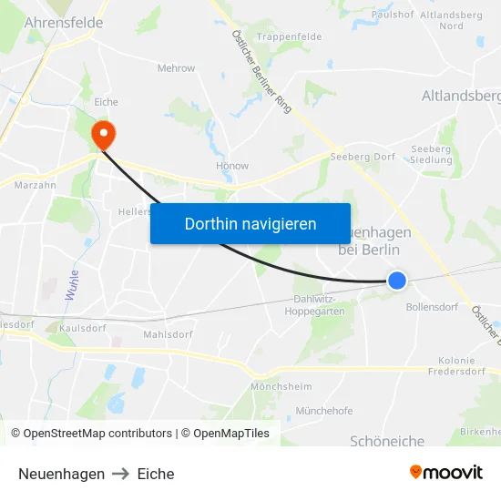 Neuenhagen to Eiche map