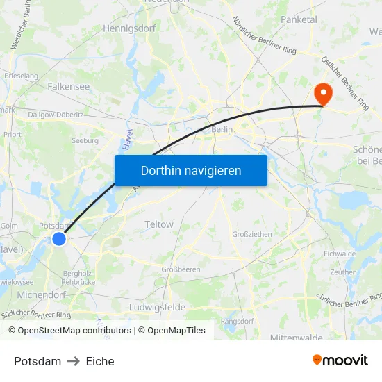 Potsdam to Eiche map