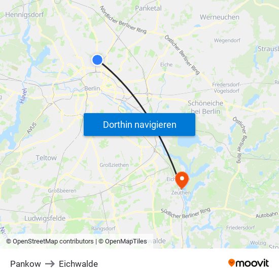 Pankow to Eichwalde map