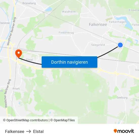 Falkensee to Elstal map