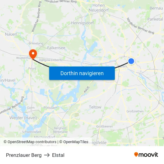 Prenzlauer Berg to Elstal map