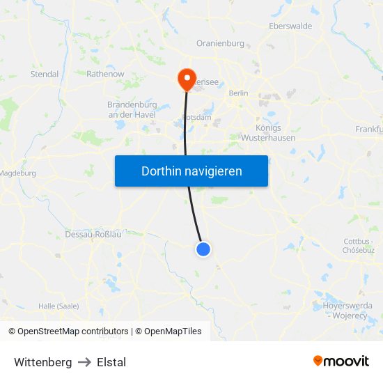 Wittenberg to Elstal map