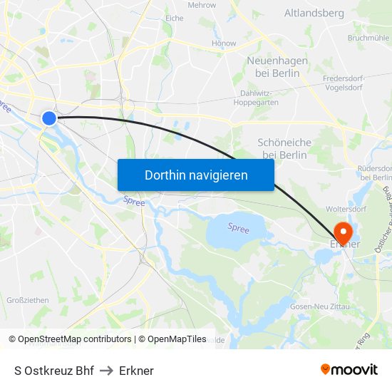 S Ostkreuz Bhf to Erkner map