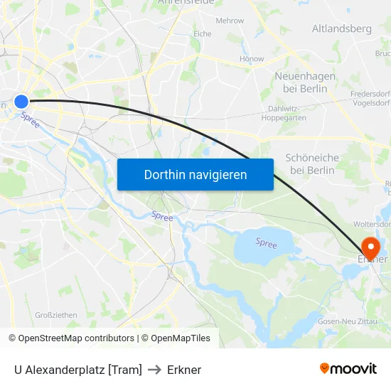 U Alexanderplatz [Tram] to Erkner map