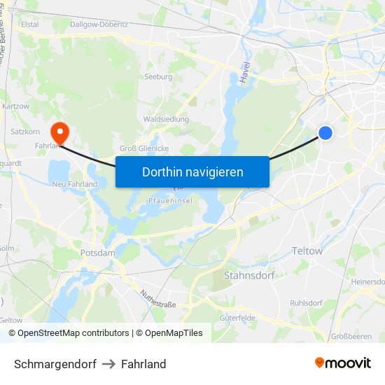 Schmargendorf to Fahrland map