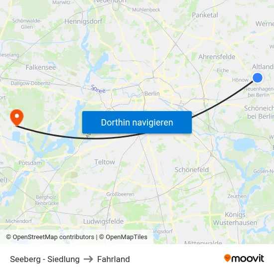 Seeberg - Siedlung to Fahrland map