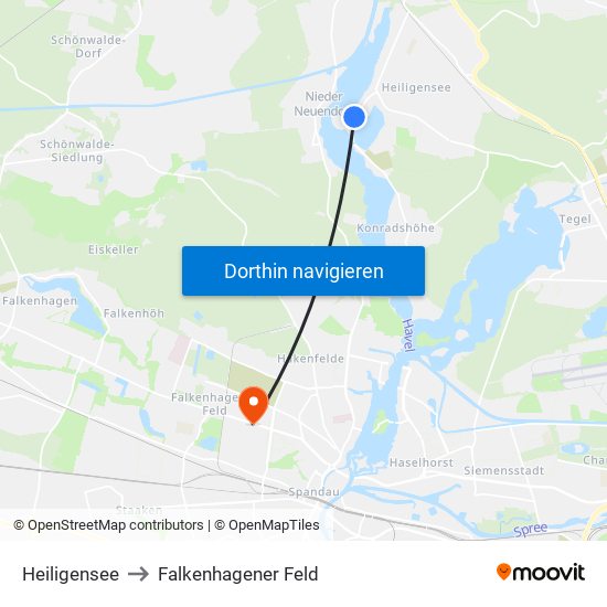 Heiligensee to Falkenhagener Feld map