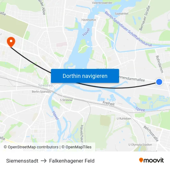 Siemensstadt to Falkenhagener Feld map