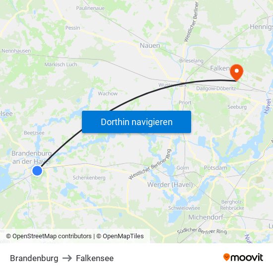 Brandenburg to Falkensee map