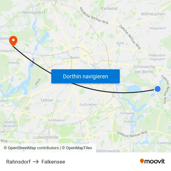 Rahnsdorf to Falkensee map