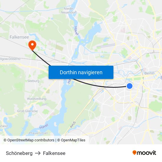 Schöneberg to Falkensee map