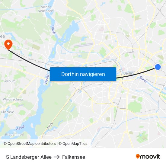 S Landsberger Allee to Falkensee map