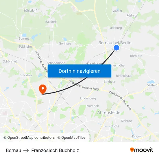Bernau to Französisch Buchholz map