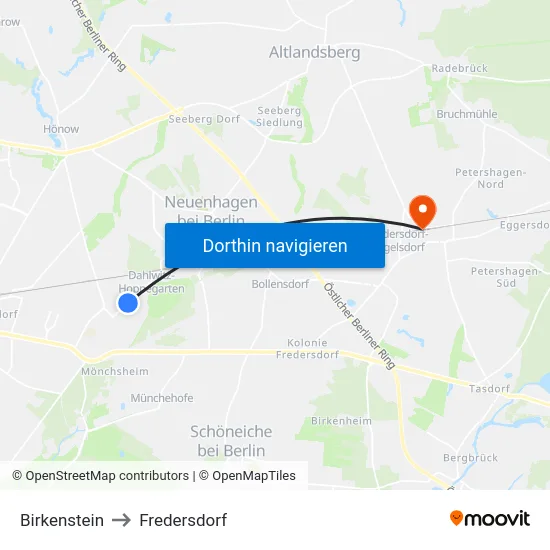 Birkenstein to Fredersdorf map