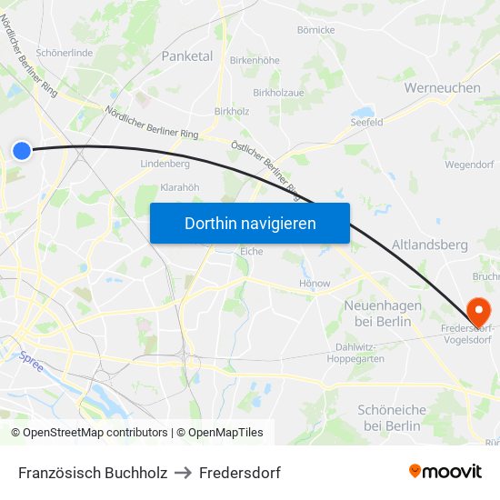 Französisch Buchholz to Fredersdorf map