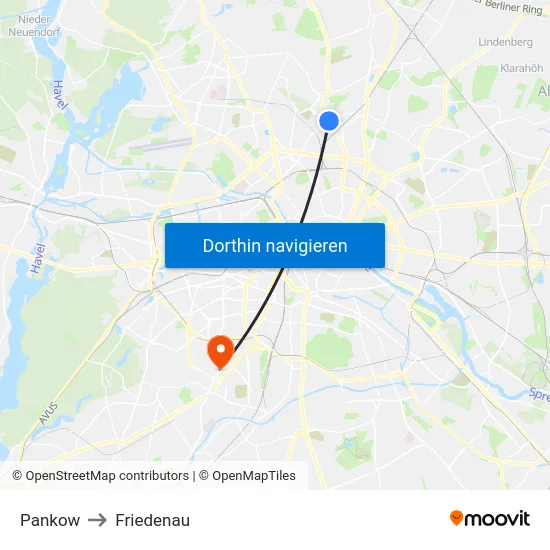 Pankow to Friedenau map