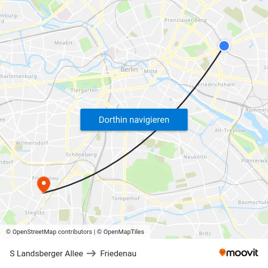 S Landsberger Allee to Friedenau map