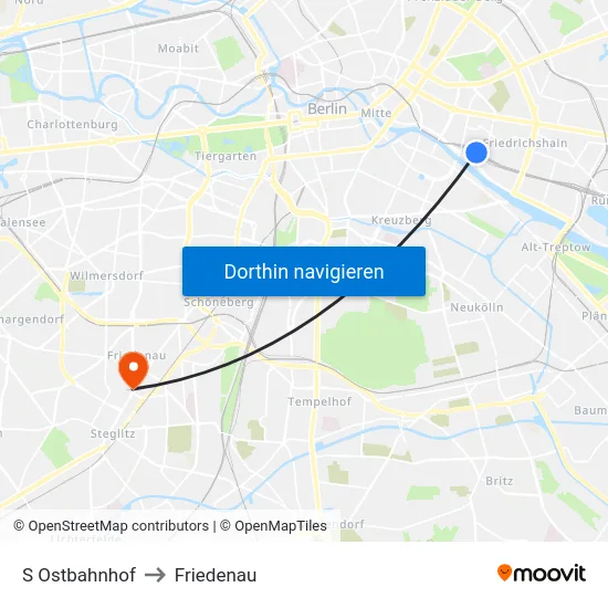 S Ostbahnhof to Friedenau map