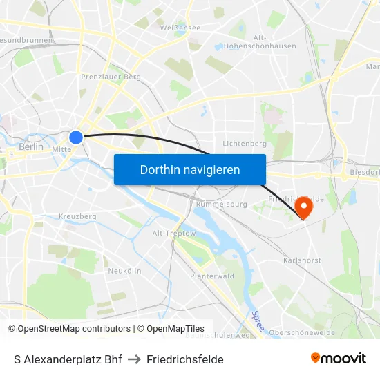 S Alexanderplatz Bhf to Friedrichsfelde map
