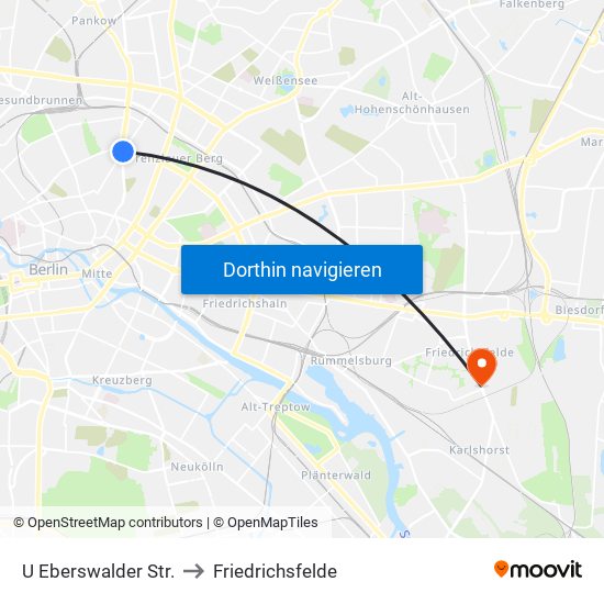 U Eberswalder Str. to Friedrichsfelde map
