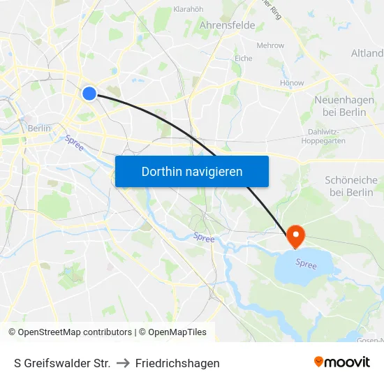 S Greifswalder Str. to Friedrichshagen map