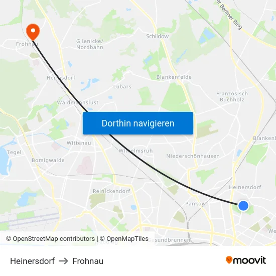 Heinersdorf to Frohnau map