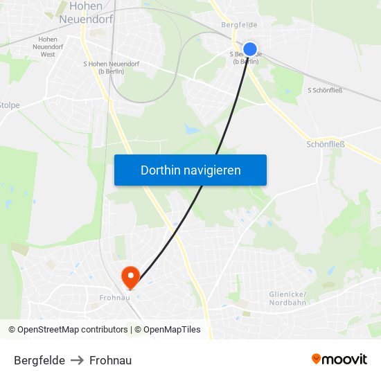 Bergfelde to Frohnau map