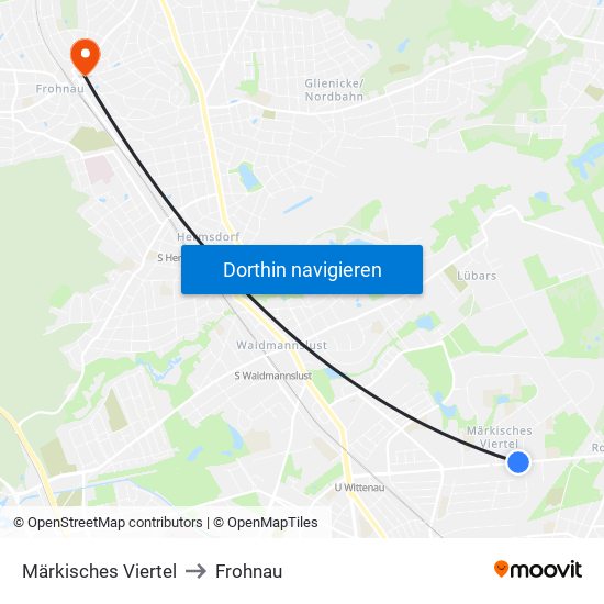 Märkisches Viertel to Frohnau map