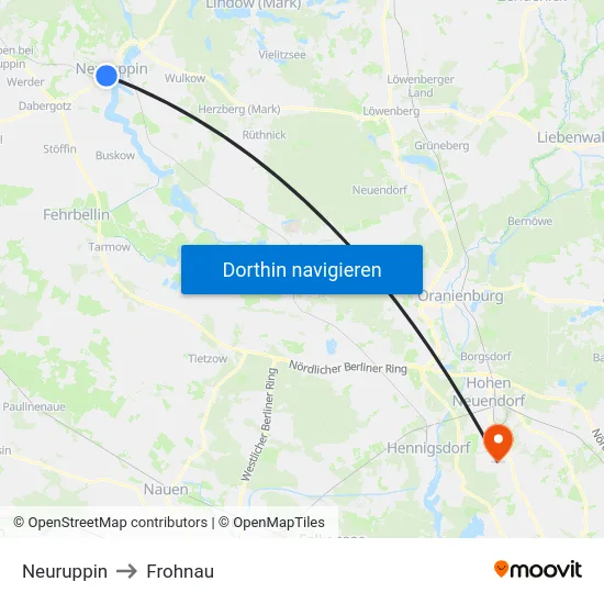 Neuruppin to Frohnau map