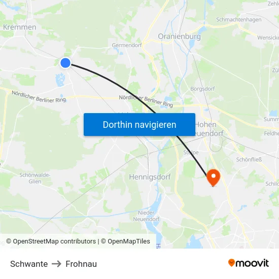 Schwante to Frohnau map