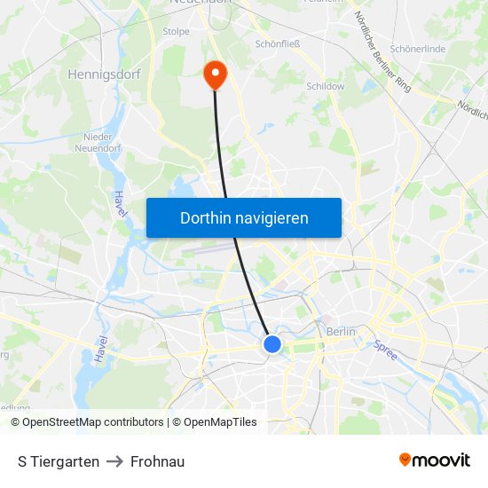 S Tiergarten to Frohnau map