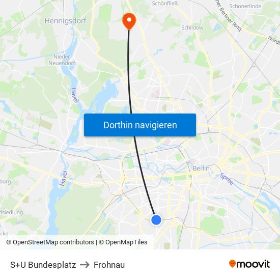 S+U Bundesplatz to Frohnau map