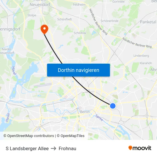S Landsberger Allee to Frohnau map